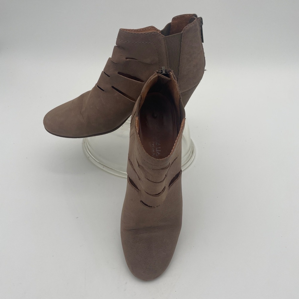 Aquatalia Freida Brown‎ Leather Water-Resistant Cutout Ankle Boot sz 7.5 italy